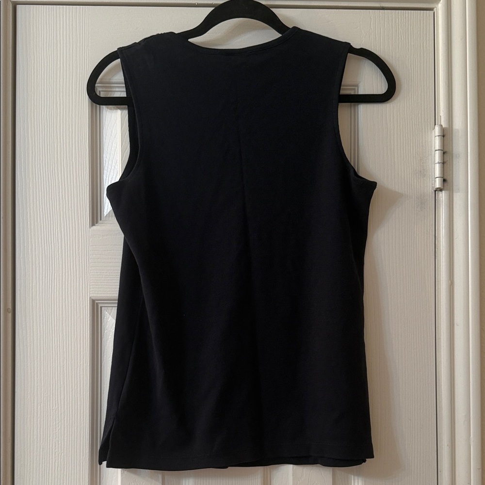 Elegant Black Sleeveless Top with Turquoise Beaded Neckline size m - Picture 4 of 4